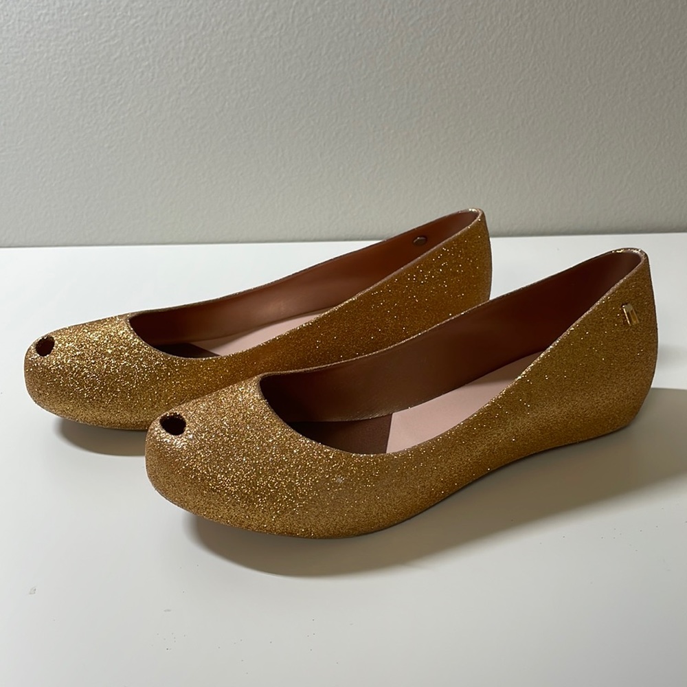 Melissa Ultra Girl III Rose Gold Glitter Shoes size 6